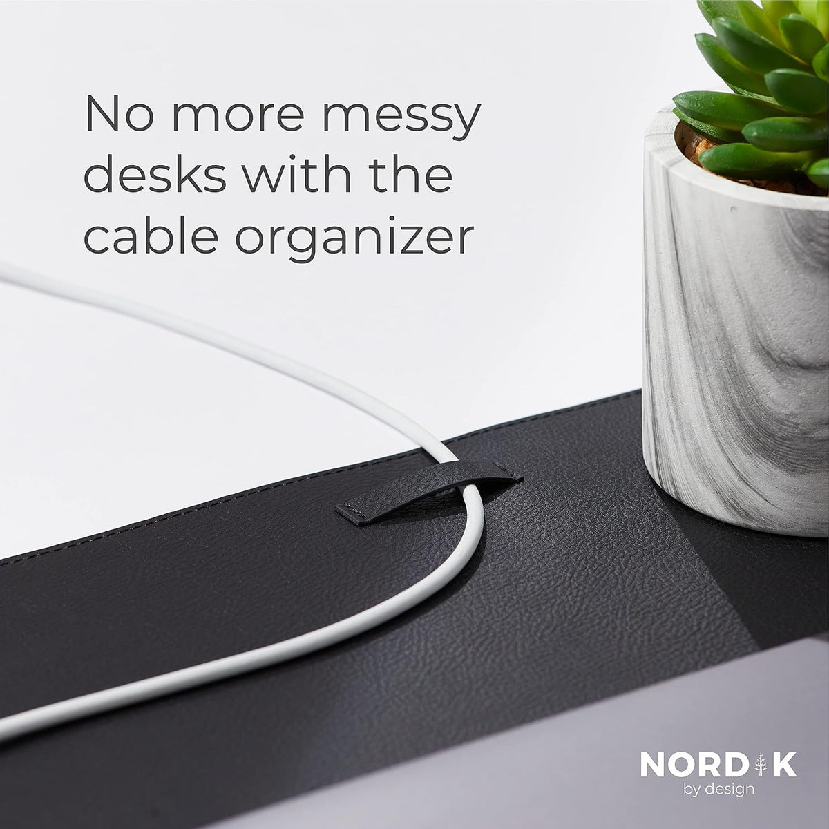 Nordik Leather Desk Mat - Pebble Black - Large Leather Desk Pad 35x17 in