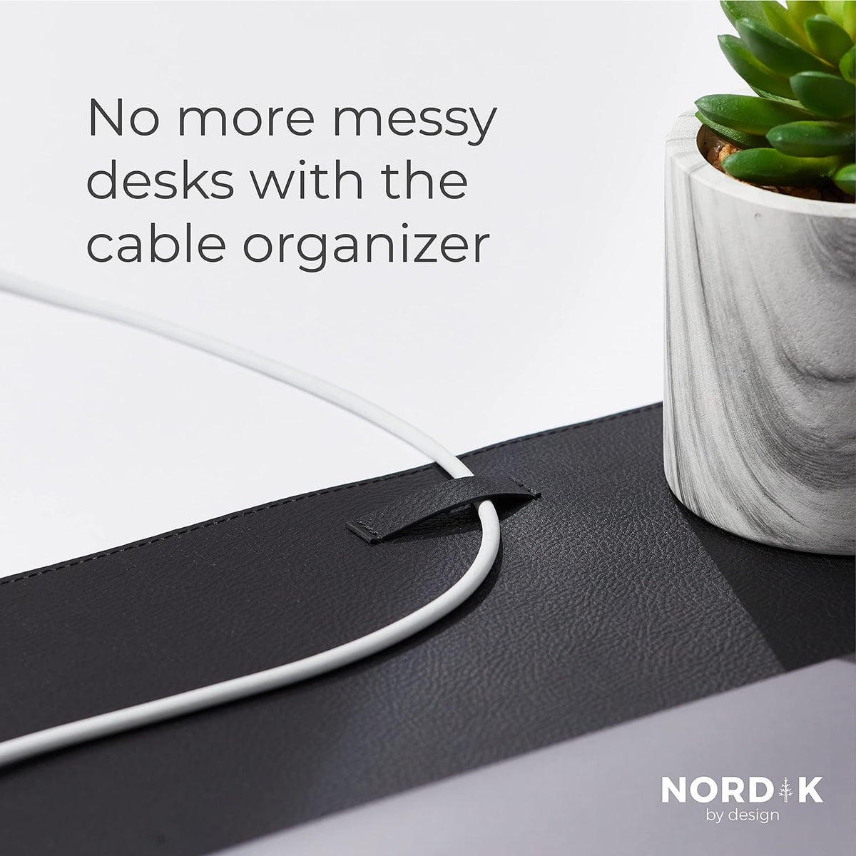 Nordik Leather Desk Mat - Pebble Black - Large Leather Desk Pad 35x17 in