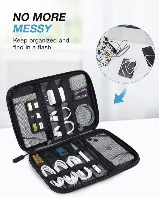 BAGSMART Large Electronic Organizer Travel Case for Tech Accessories, Black