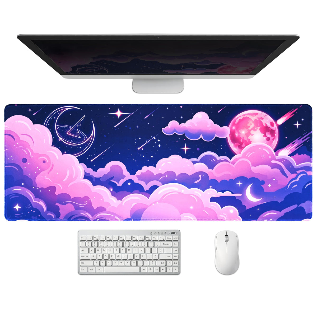 Extended Honeycomb Desk Mat, XXL Large Gaming Mouse Pad, Gold Glowing Pattern Stitched Edges Waterproof Non-Slip Rubber Base for Computer Keyboard Laptop Work Home Office 35.4"x15.7"