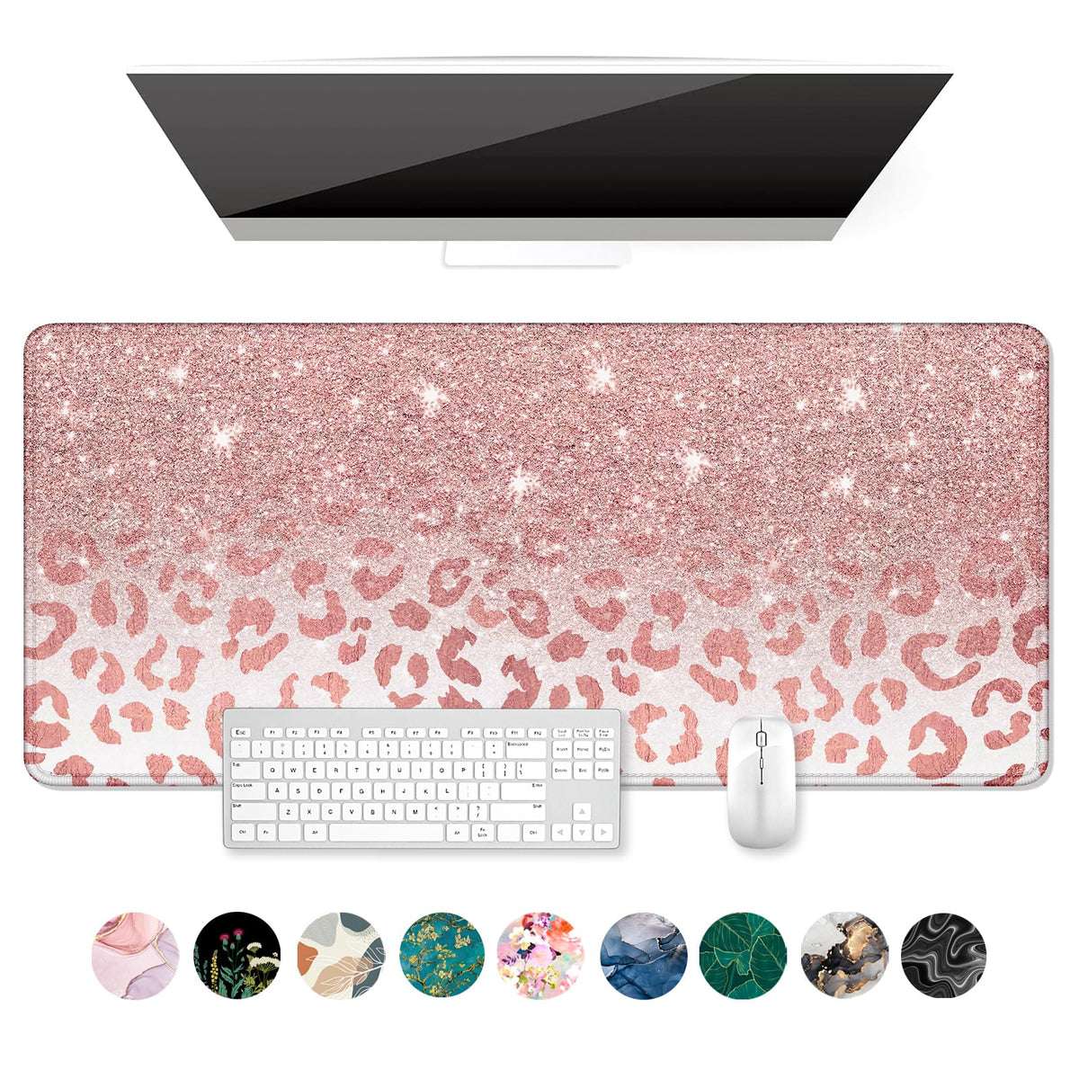 Desk Mat, Ultra Large Mouse Pad, XXL Gaming Mousepad, Green Tropical Leaves Deskpad, Big Extended Full Size Mouse Pad, Desktop Desk Matt for Keyboard, Laptop & Computer, 35.5 x 15.7 in