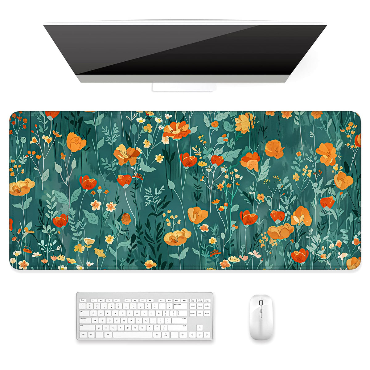 Desk Mat, Ultra Large Mouse Pad, XXL Gaming Mousepad, Green Tropical Leaves Deskpad, Big Extended Full Size Mouse Pad, Desktop Desk Matt for Keyboard, Laptop & Computer, 35.5 x 15.7 in