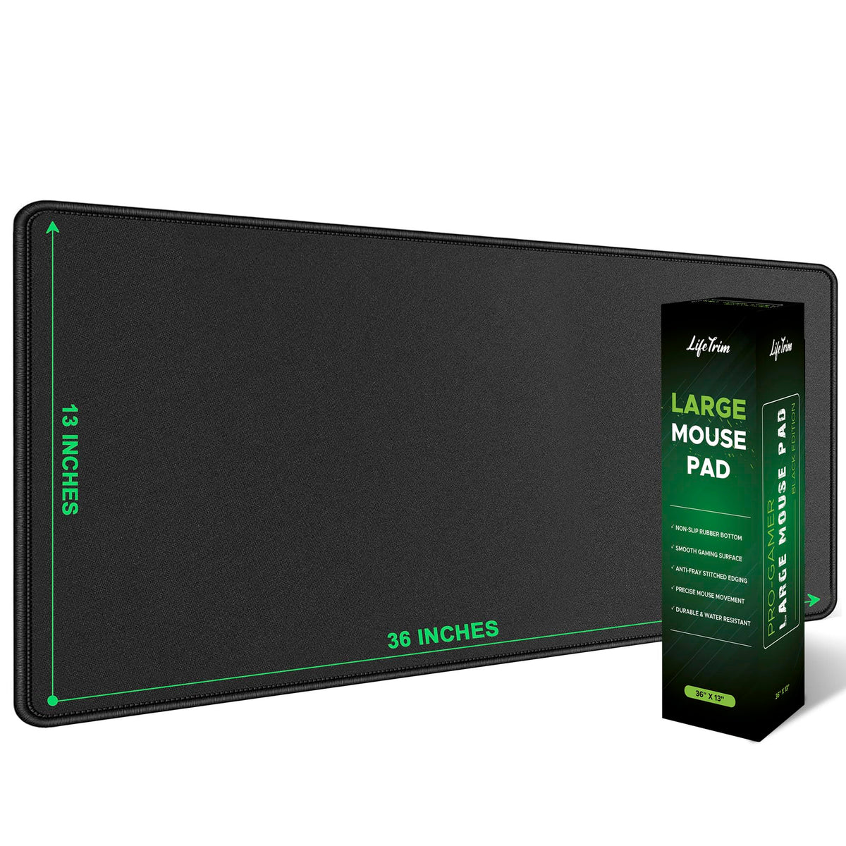 LifeTrim Huge 46”x17” 5mm Gaming Mouse Pad Large Mouse Pad for Desk Gaming Giant Black XXL Thick Long Extra Large Extended Big Gamer Desk Mat