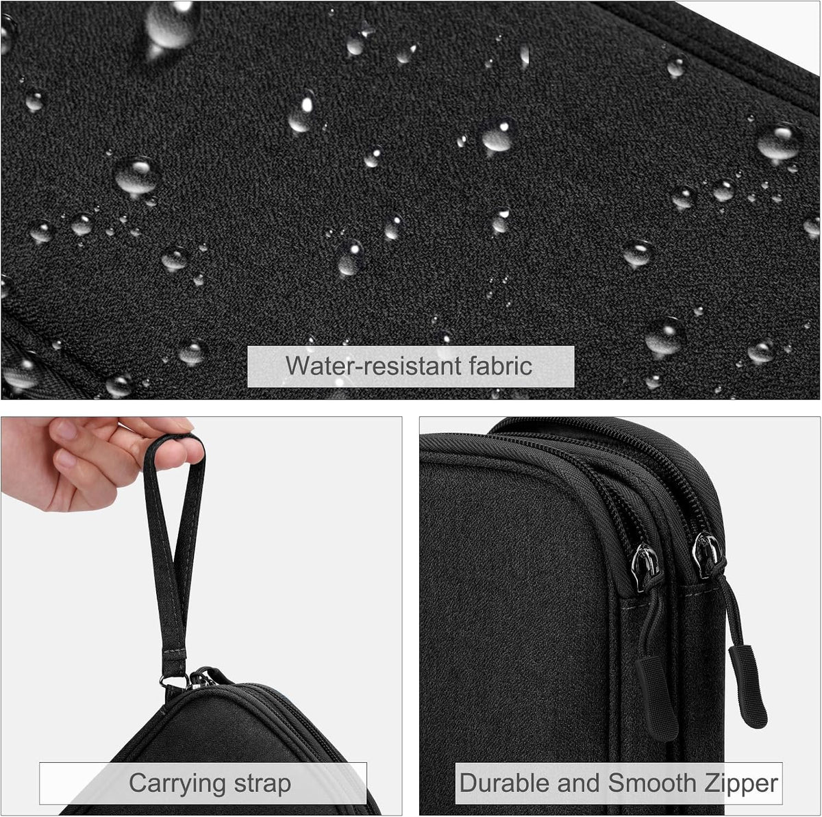 FYY Electronic Organizer, Travel Tech Pouch Bag, Medium, Black