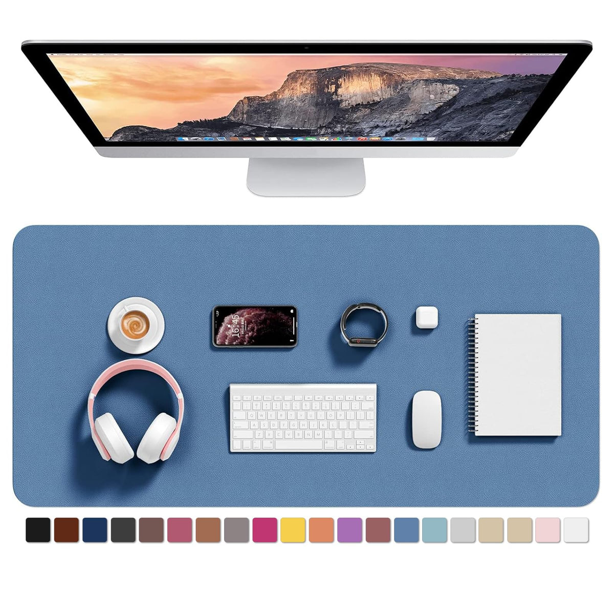 Hsurbtra Desk Pad, 30" x 14" PU Leather Desk Mat, XL Extended Mouse Pad, Waterproof Desktop Blotter Protector, Non-Slip Ultra Thin Large Laptop Keyboard Writing Mat for Office Home, Pink
