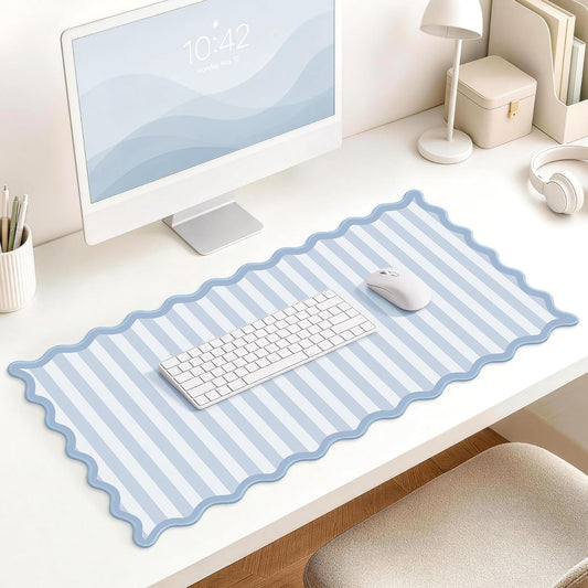 HAUTOCO Scalloped Desk Mat 31.5'' x 15.8'' Aesthetic Mouse Pad