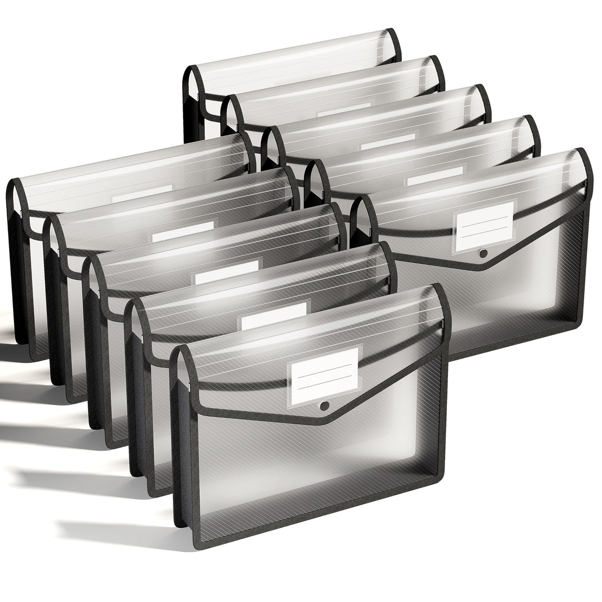 ThinkTex Plastic Expanding File Folders, Transparent Envelopes with Elastic