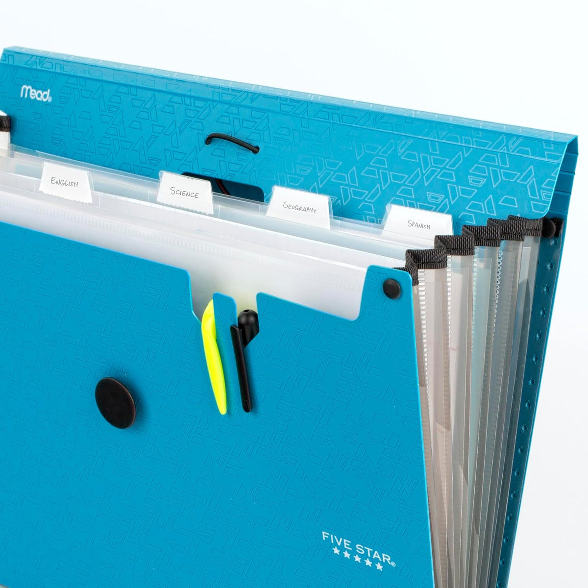 Five Star Expanding File Organizer, 6-Pocket Accordian File Organizer, Bungee Closure, Holds 8-1/2" x 11" Paper, Tidewater Blue (350100C-ECM)