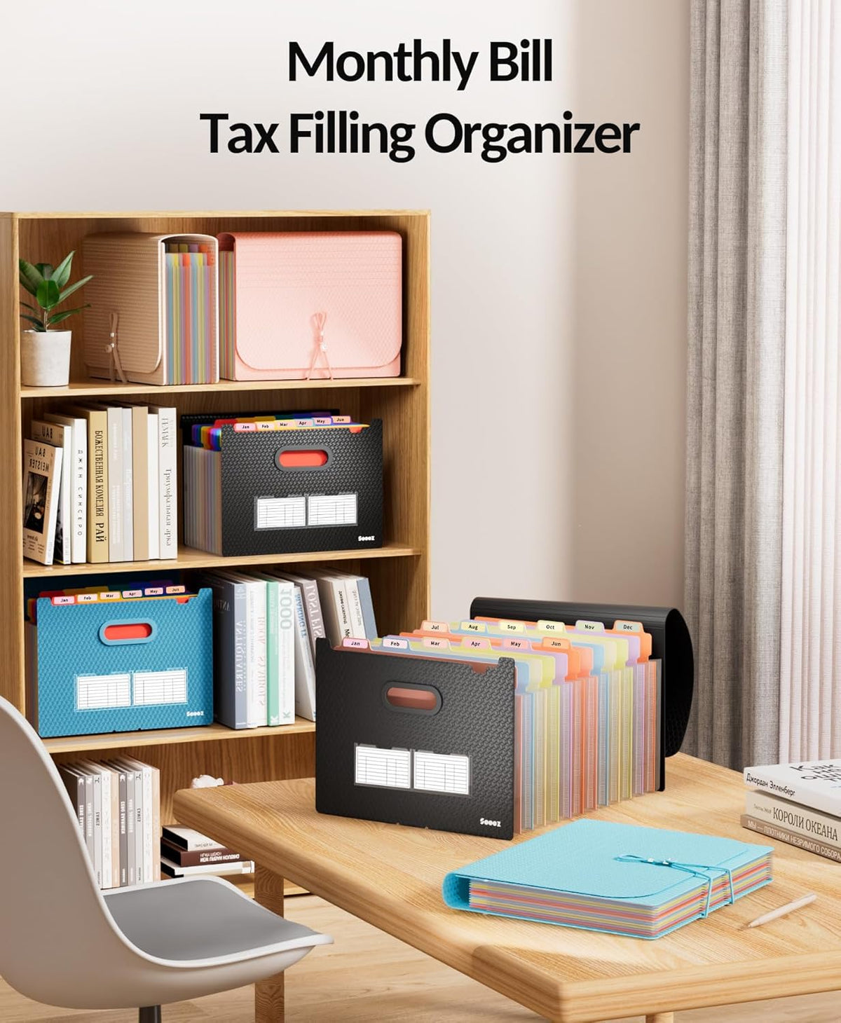 Sooez Accordion File Organizer, 13-Pocket Expanding File Folder Letter Size
