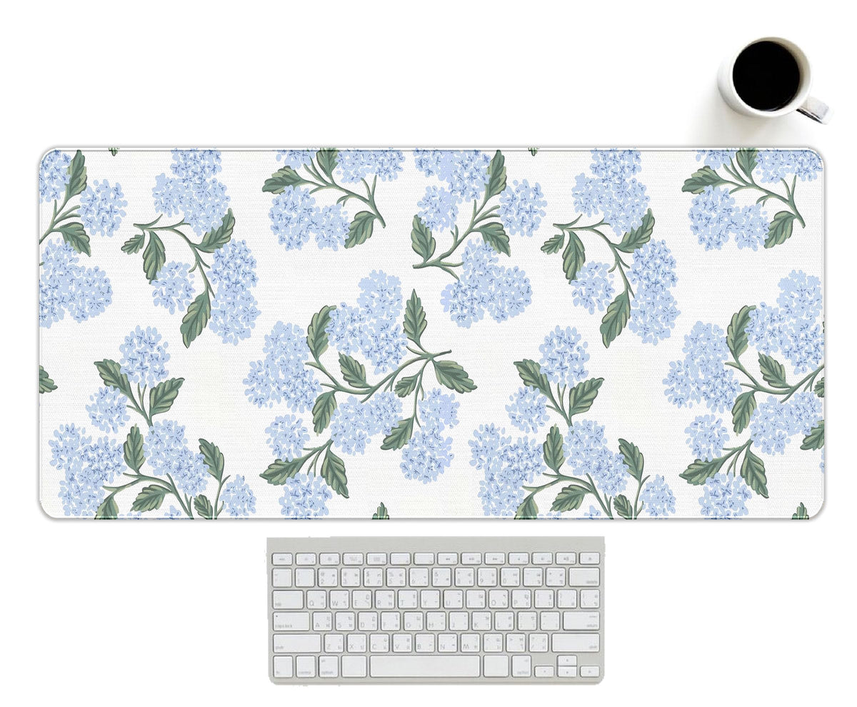 UTELKA Blue Desk Mat, Flroal Desk Matt for Desktop Mouse Pad 31.5x11.8