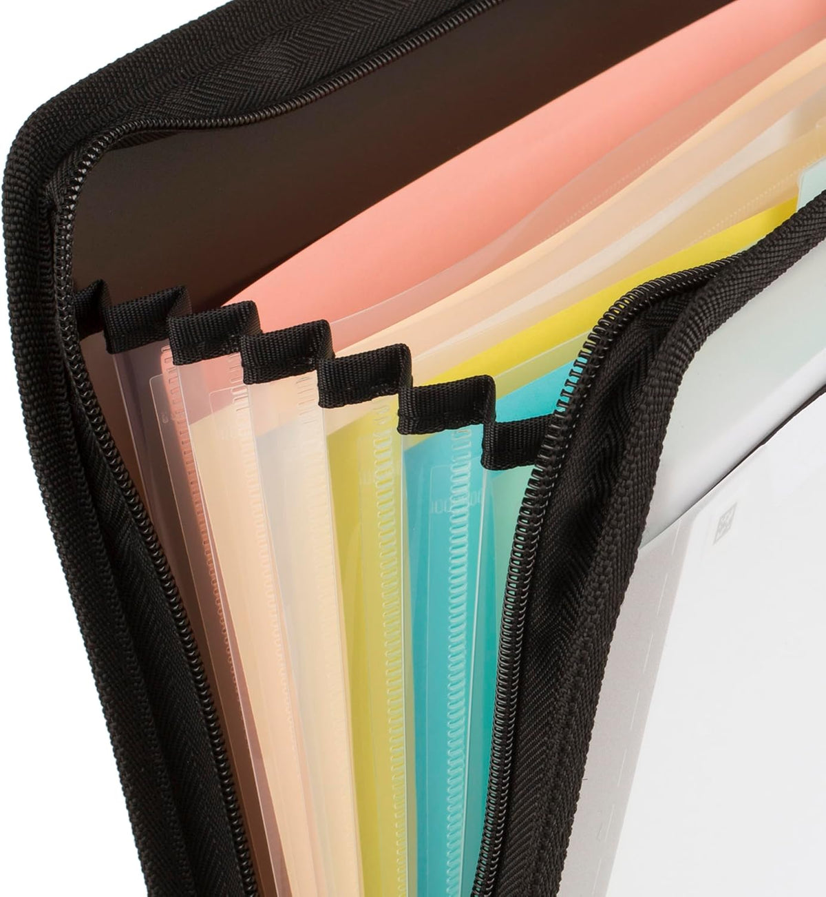 Five Star Expanding File Organizer + Study App, 7-Pocket Accordian File Organizer, Zipper Closure, Holds 8-1/2" x 11" Paper, Black (72709)