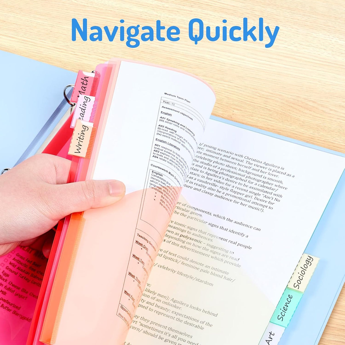 Forvencer 8 Count Dividers with 2 Pockets,8 tabs Binder Dividers with tabs