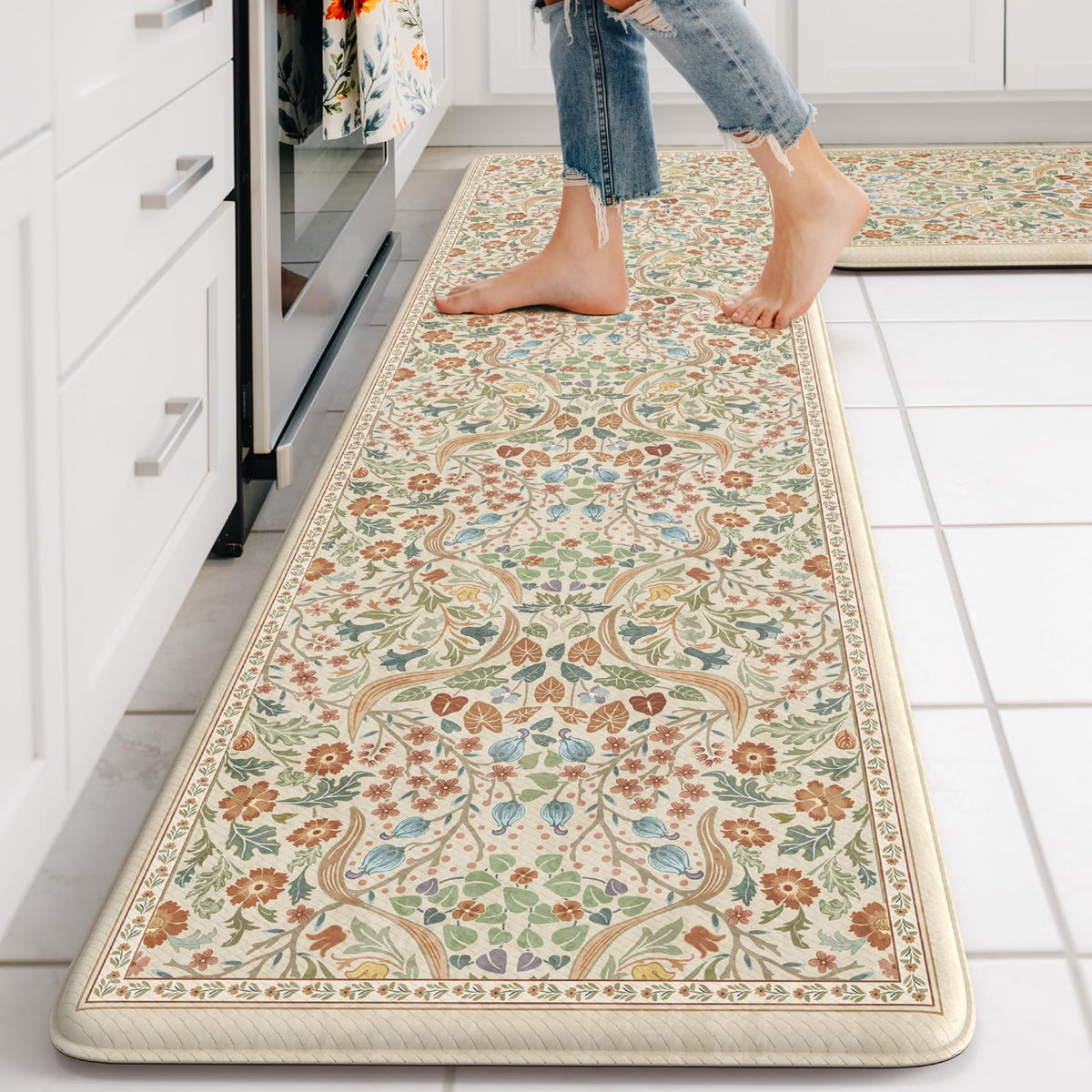 Collive Kitchen Mats for Floor, Kitchen Rugs Sets of 2 Non Slip Washable