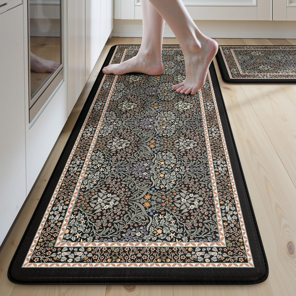 Collive Kitchen Mats for Floor, Kitchen Rugs Sets of 2 Non Slip Washable