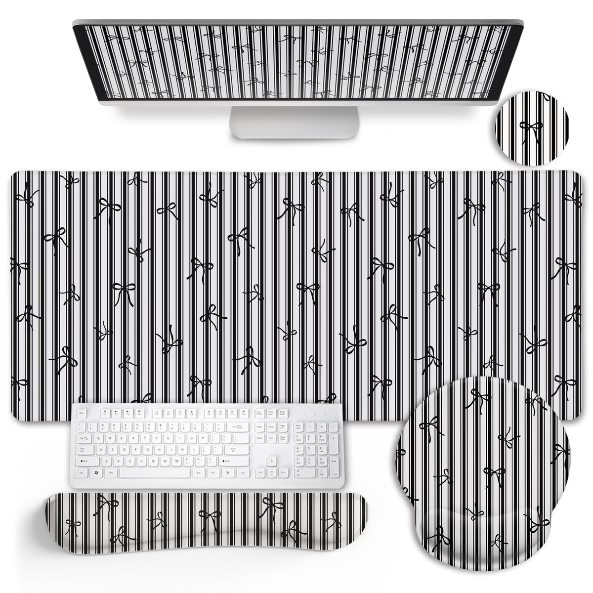 LIMKRIAN Goth Skull Mouse Pad Set Large Desk Mat for Desktop Decor