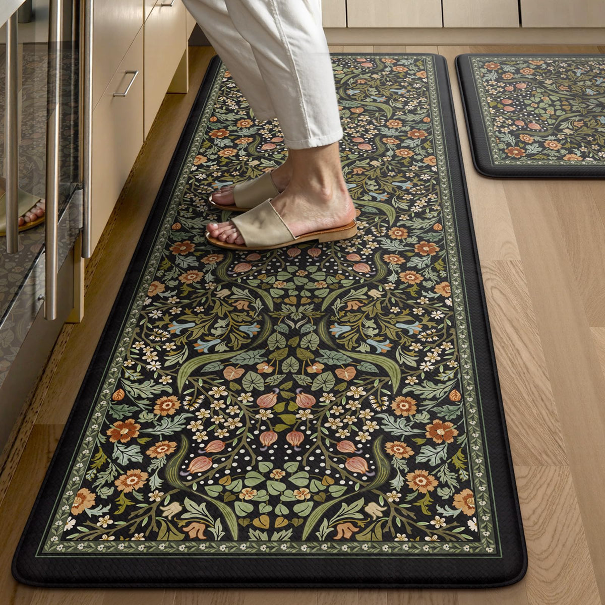 Collive Kitchen Mats for Floor, Kitchen Rugs Sets of 2 Non Slip Washable