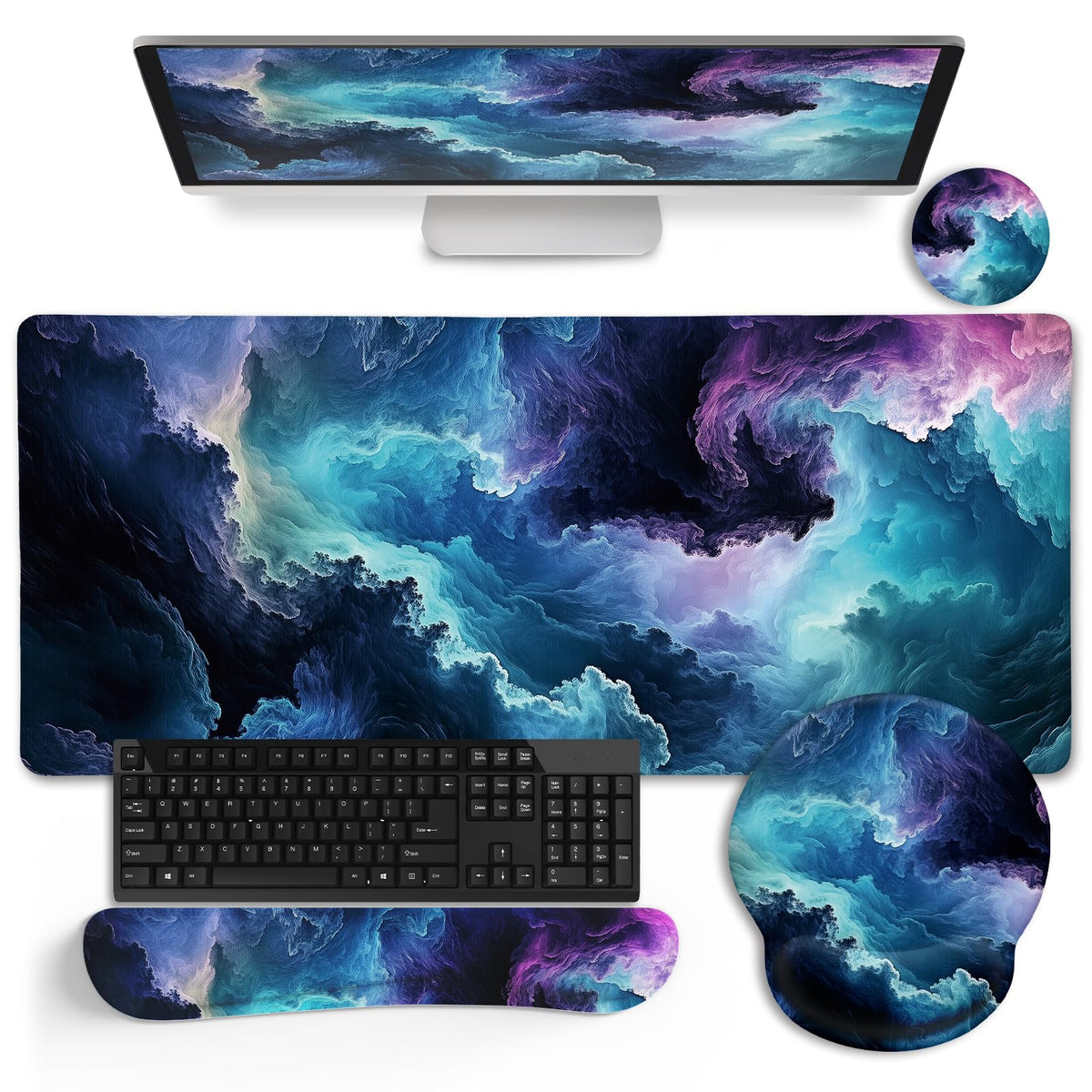 LIMKRIAN Goth Skull Mouse Pad Set Large Desk Mat for Desktop Decor