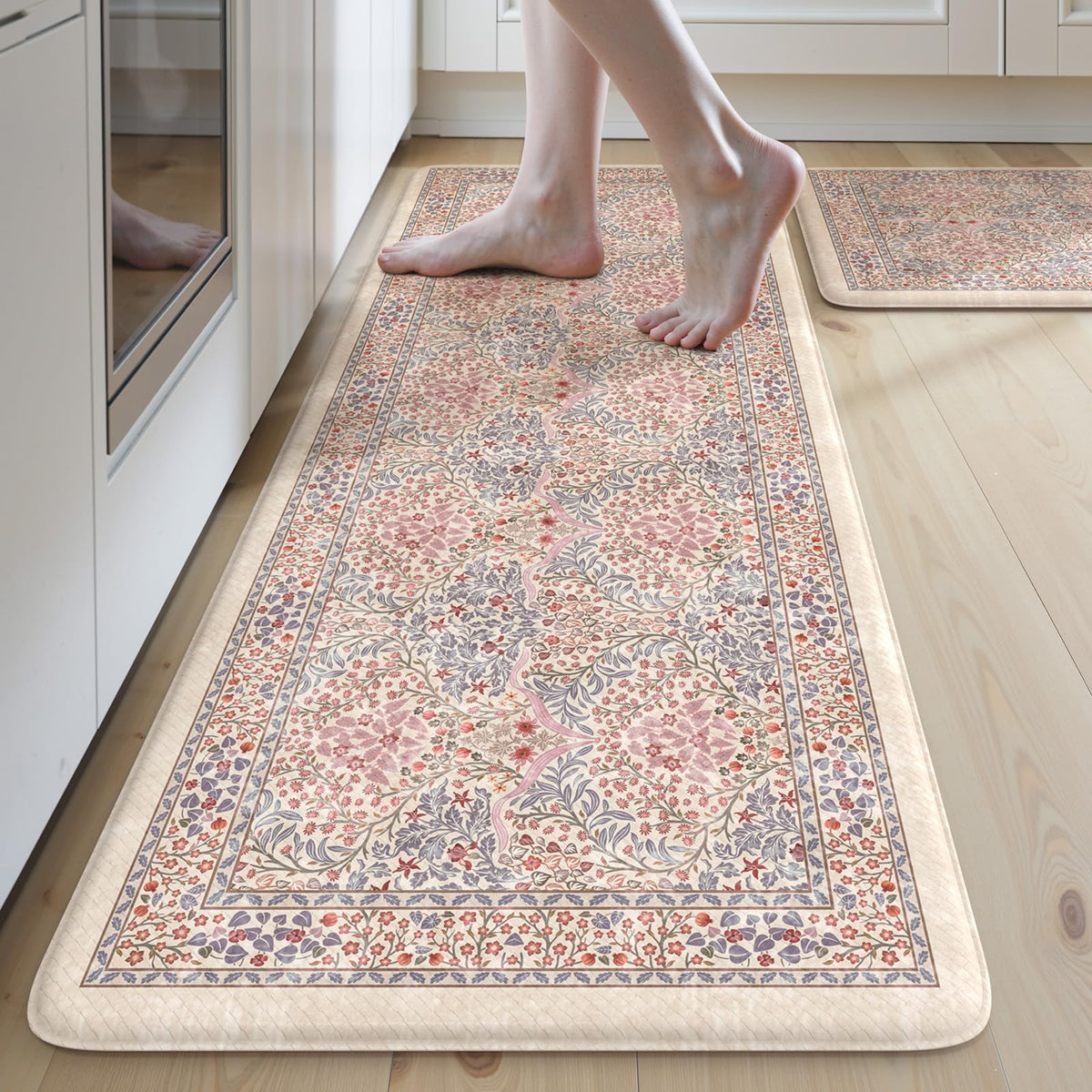 Collive Kitchen Mats for Floor, Kitchen Rugs Sets of 2 Non Slip Washable