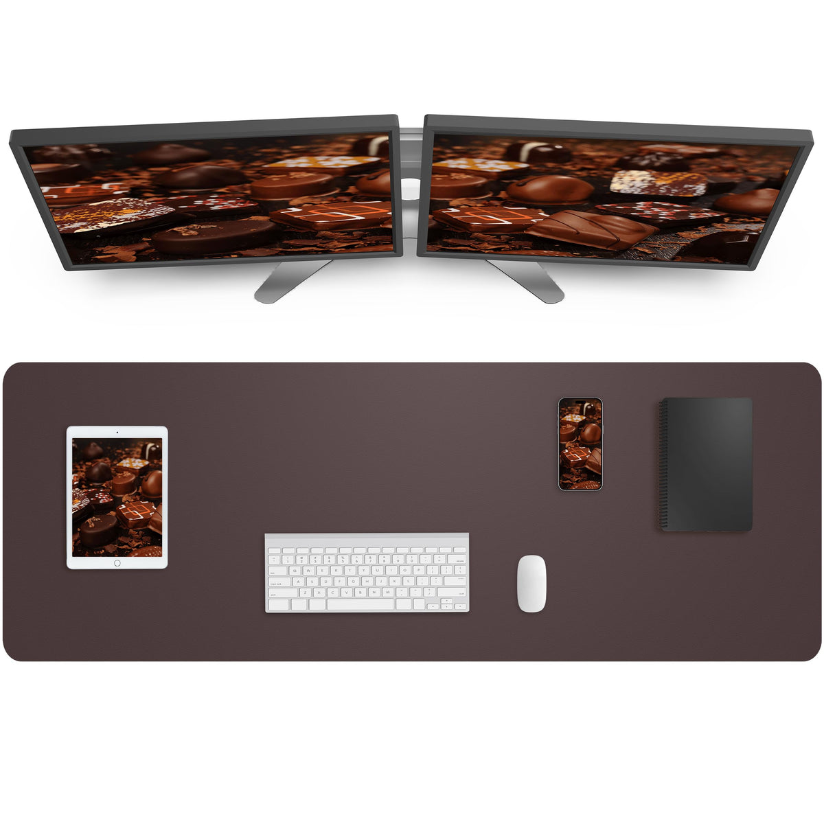AFIING Leather Desk Pad Protector, Mouse Pad, Office Desk Mat, Non-Slip PU Leather Desk Blotter, Large Desk Mat, Waterproof Keyboard Mat for Office/Home/Decor (Dark Green, 48" x 17")