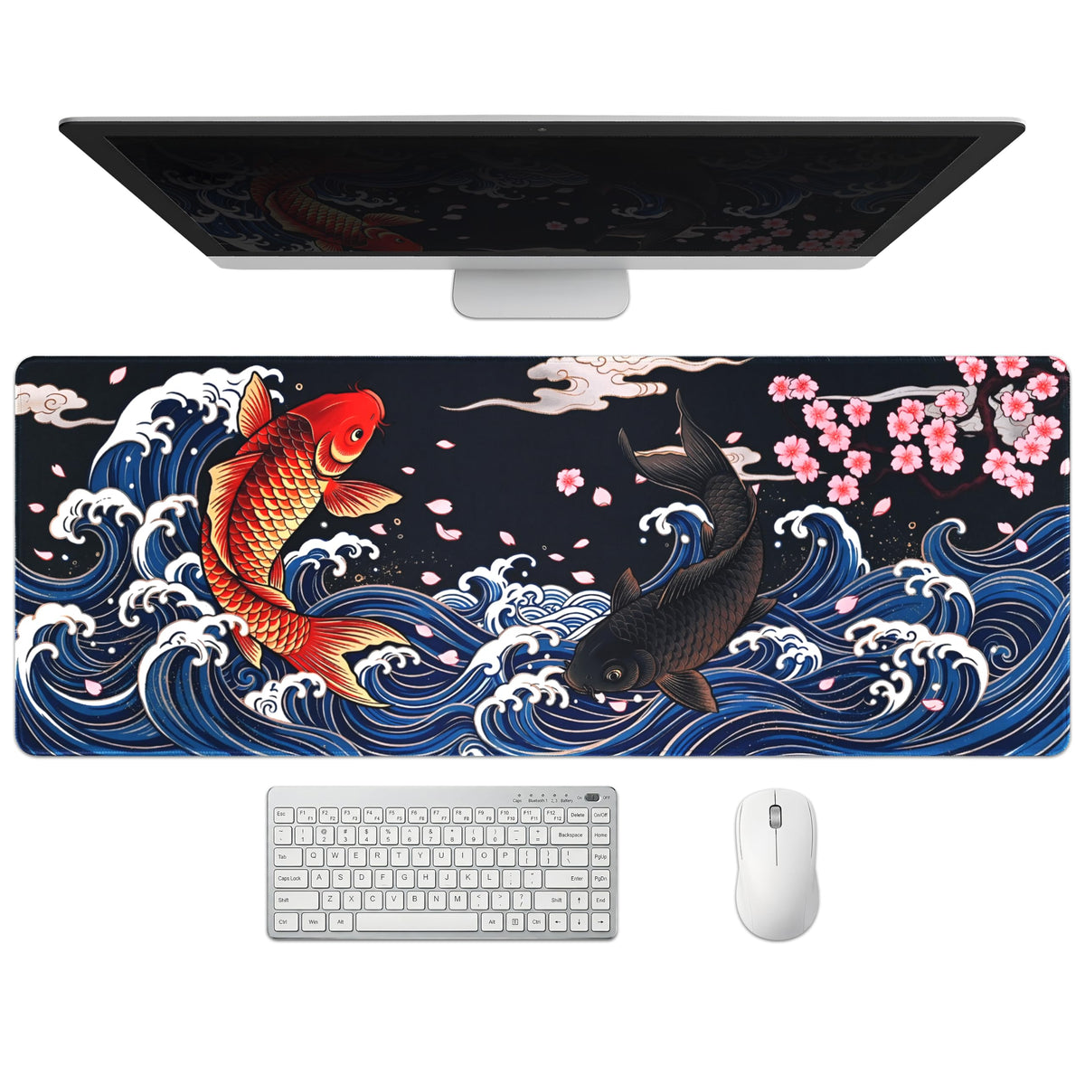 Extended Honeycomb Desk Mat, XXL Large Gaming Mouse Pad, Gold Glowing Pattern Stitched Edges Waterproof Non-Slip Rubber Base for Computer Keyboard Laptop Work Home Office 35.4"x15.7"
