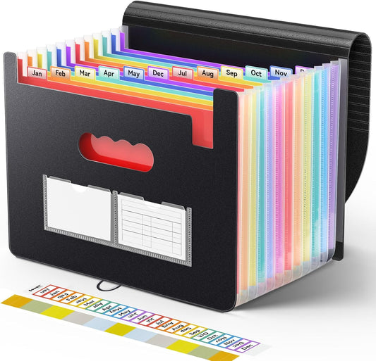 Sooez Accordion File Organizer, 13 Pocket Expanding File Folders, Letter/A4