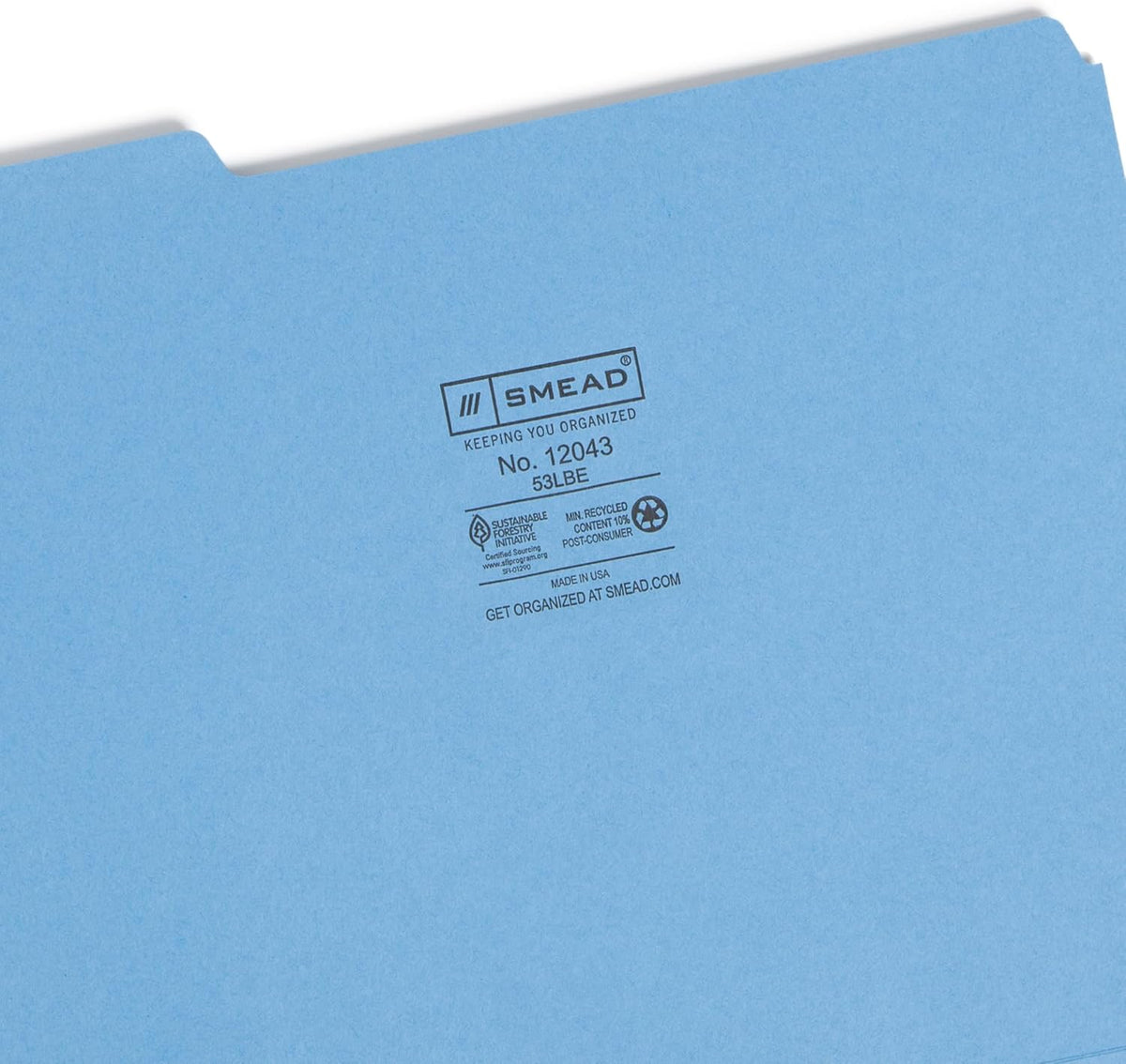 Smead Blue File Folders for Documents, with 1/3-Cut Tabs, Letter Size, Blue, 100 Pack for Easy Organization and Office Use (12043)