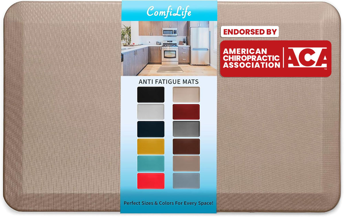 ComfiLife Anti Fatigue Floor Mat – 3/4 Inch Thick Kitchen Mats for Floor, Standing Desk Mat, Kitchen Rug – Comfort at Home, Office – Durable – Stain Resistant – Non-Slip Bottom (20" x 32", Black)
