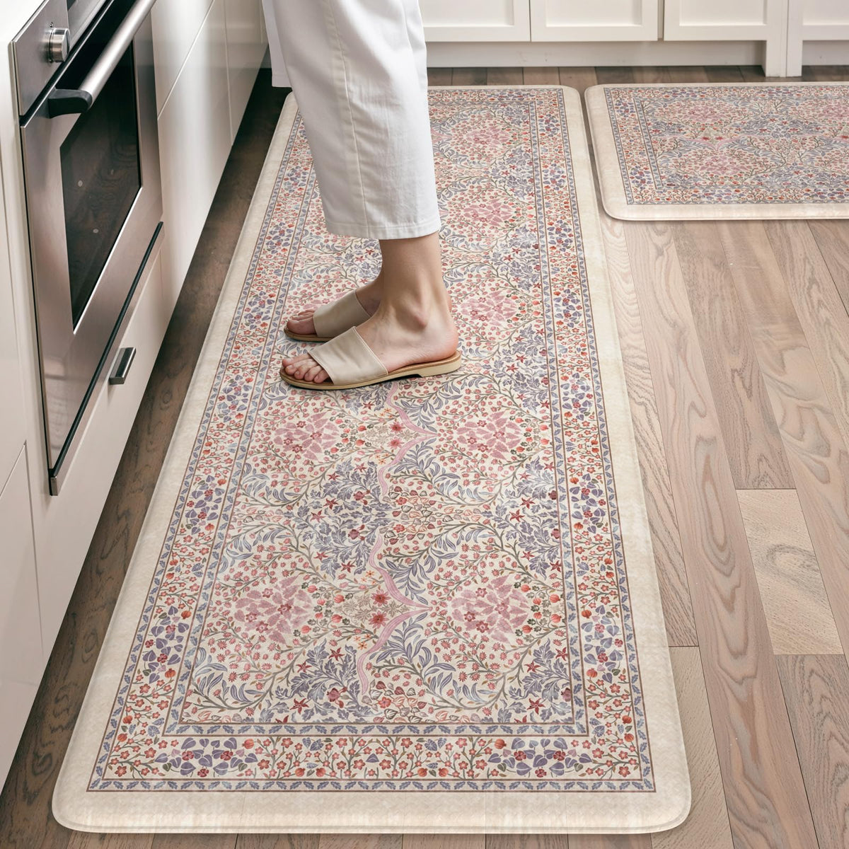 Collive Kitchen Mats for Floor, Kitchen Rugs Sets of 2 Non Slip Washable