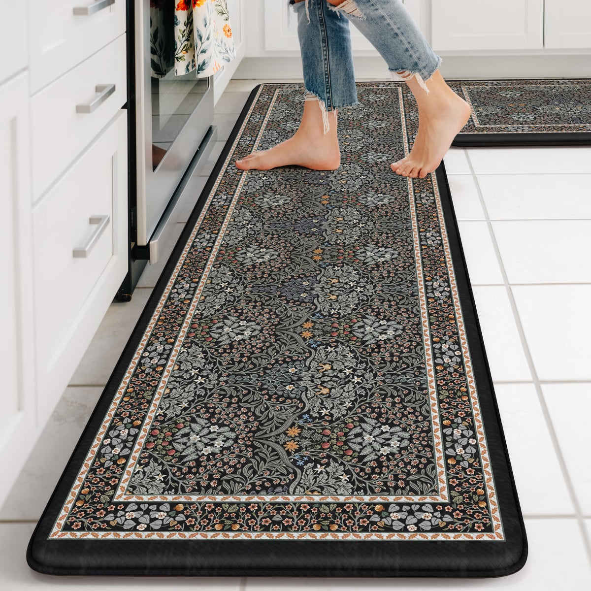 Collive Kitchen Mats for Floor, Kitchen Rugs Sets of 2 Non Slip Washable