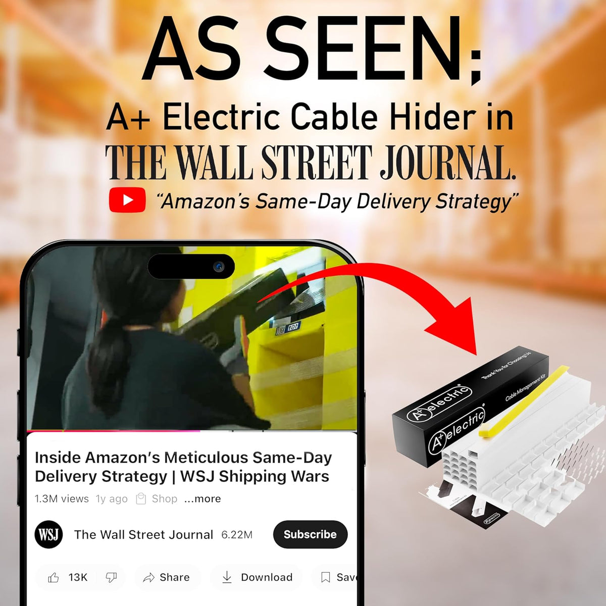 A+ ELECTRIC Cord Cover Full Kit, 26ft/315in Self-Adhesive Cable Raceway, 20 Snap-On Channels, Wire Hider for TV, HDMI & Speaker Cables, Includes Connectors & Corners, Paintable Cable Management, White