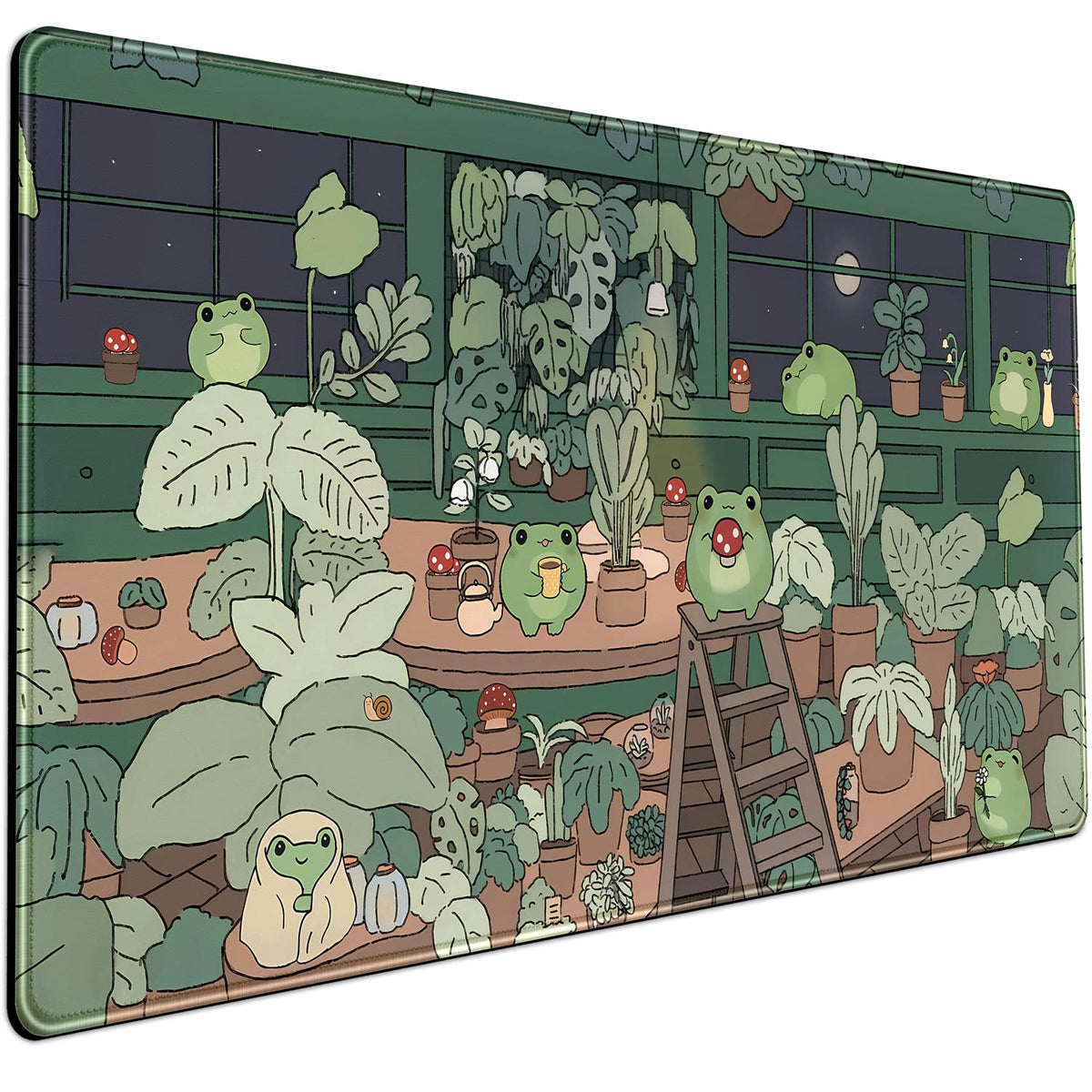 Cute Frog Mouse Pad Desk Pad Kawaii Green Decor Mat, Large Gaming Mouse Pad for Desk Computer Keyboard Laptop, Desk Decor Home Office Accessories for Girl (31.5x15.7 in) with Stitched Eges Pad
