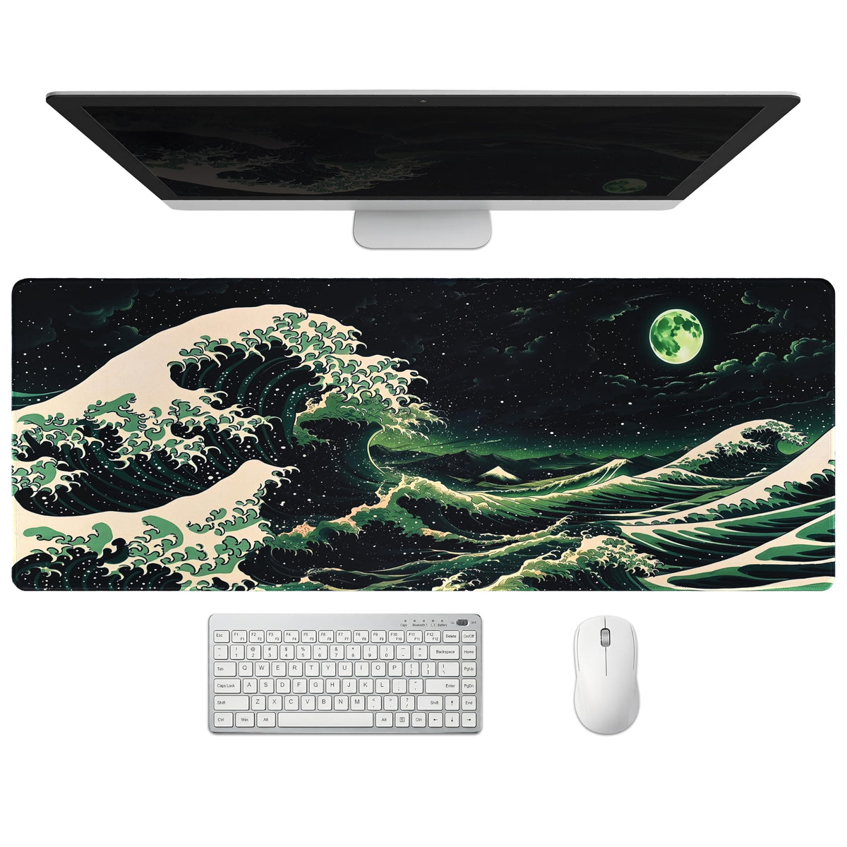 Extended Honeycomb Desk Mat, XXL Large Gaming Mouse Pad, Gold Glowing Pattern Stitched Edges Waterproof Non-Slip Rubber Base for Computer Keyboard Laptop Work Home Office 35.4"x15.7"