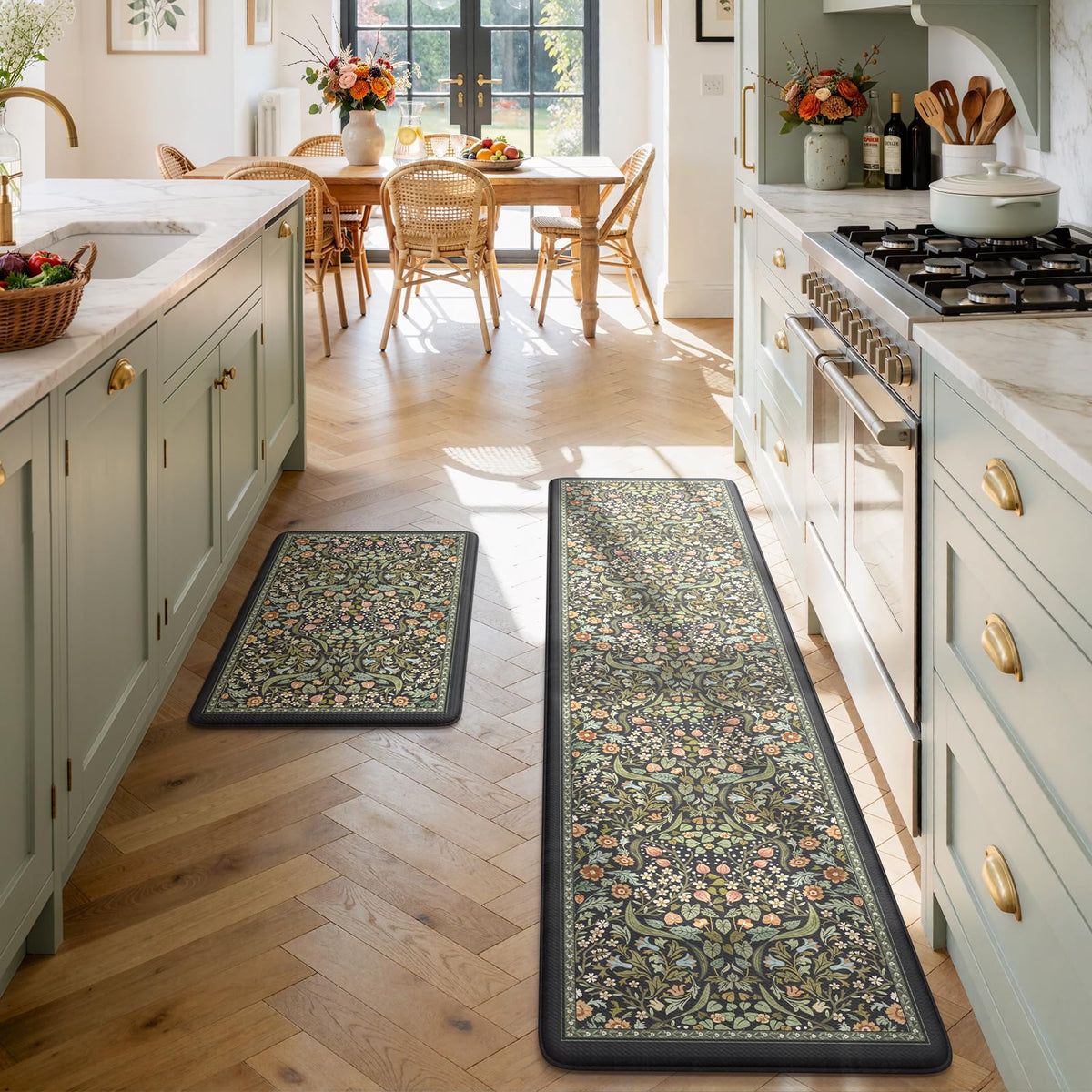 Collive Kitchen Mats for Floor, Kitchen Rugs Sets of 2 Non Slip Washable