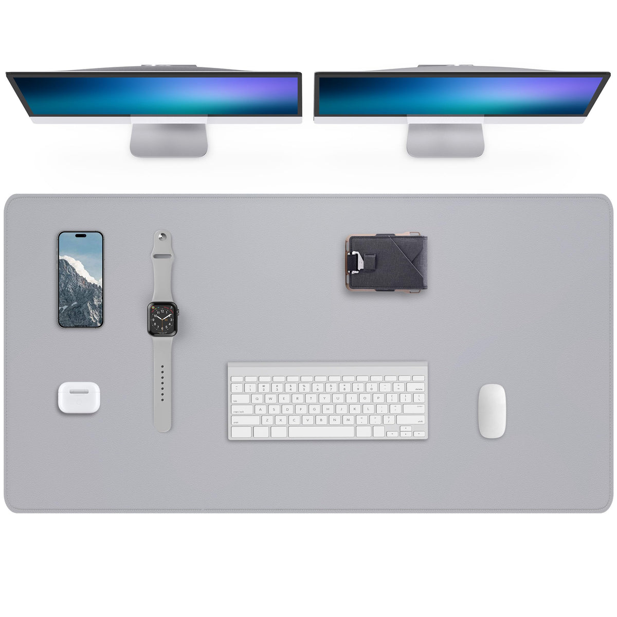 AFIING Desk Pad Protector 23.6" x 13.7" - Non-Slip Waterproof PU Leather Desk Mat for Mouse, Keyboard, Laptop, Office and Home Workspace (Beige)