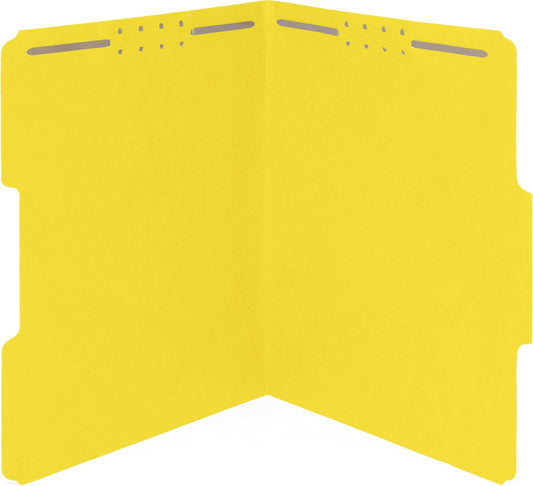 Blue Summit Supplies 50 Yellow Fastener File Folders, Letter, 1/3 Cut Tab