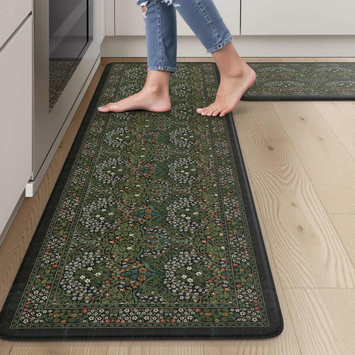 Collive Kitchen Mats for Floor, Kitchen Rugs Sets of 2 Non Slip Washable