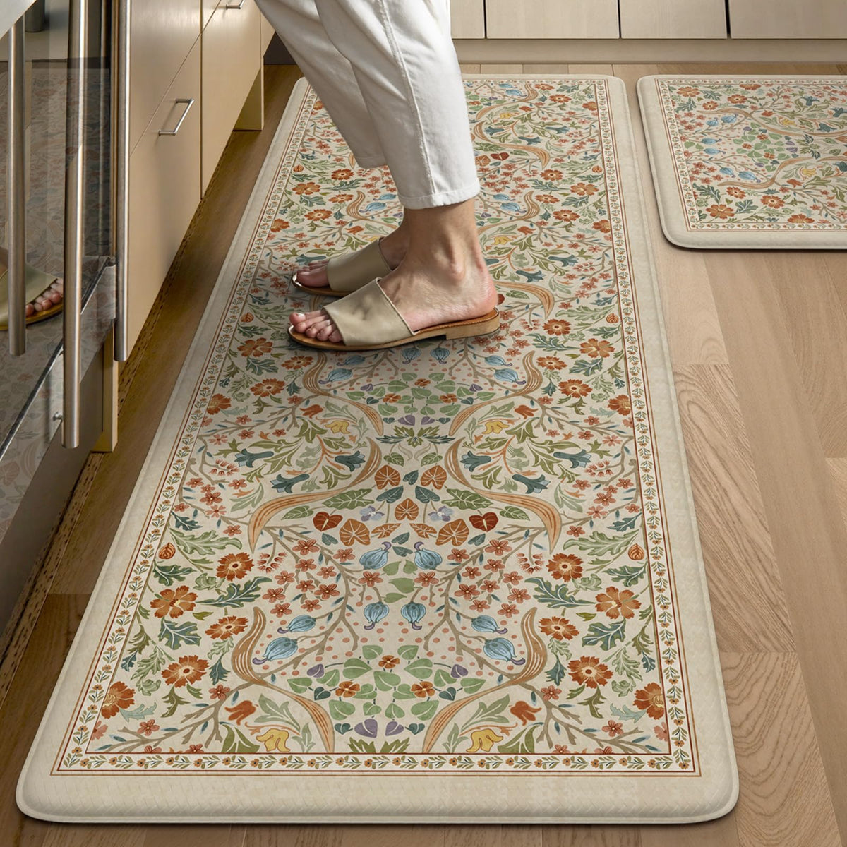 Collive Kitchen Mats for Floor, Kitchen Rugs Sets of 2 Non Slip Washable