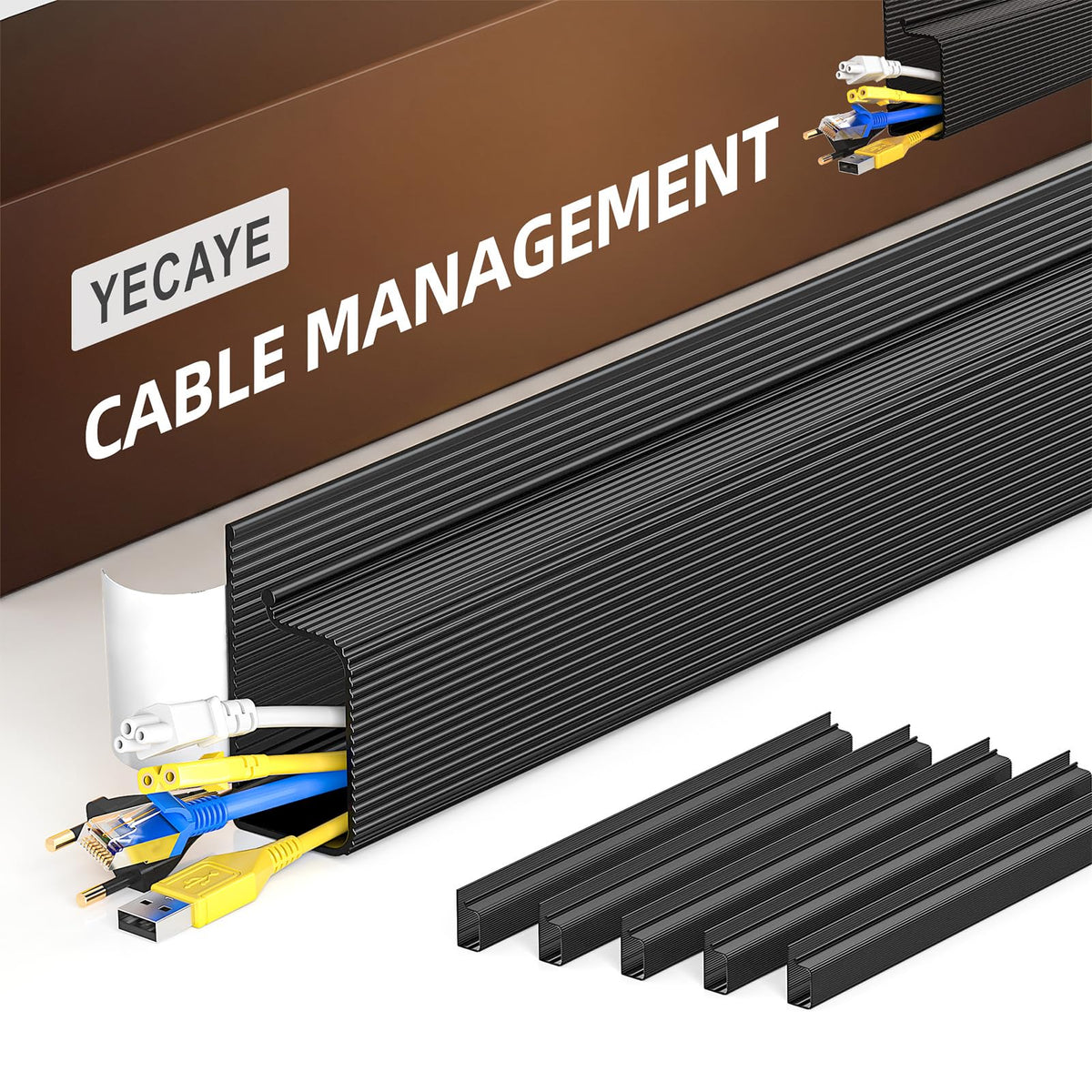 YECAYE Cable Management, 6 Pack, Black