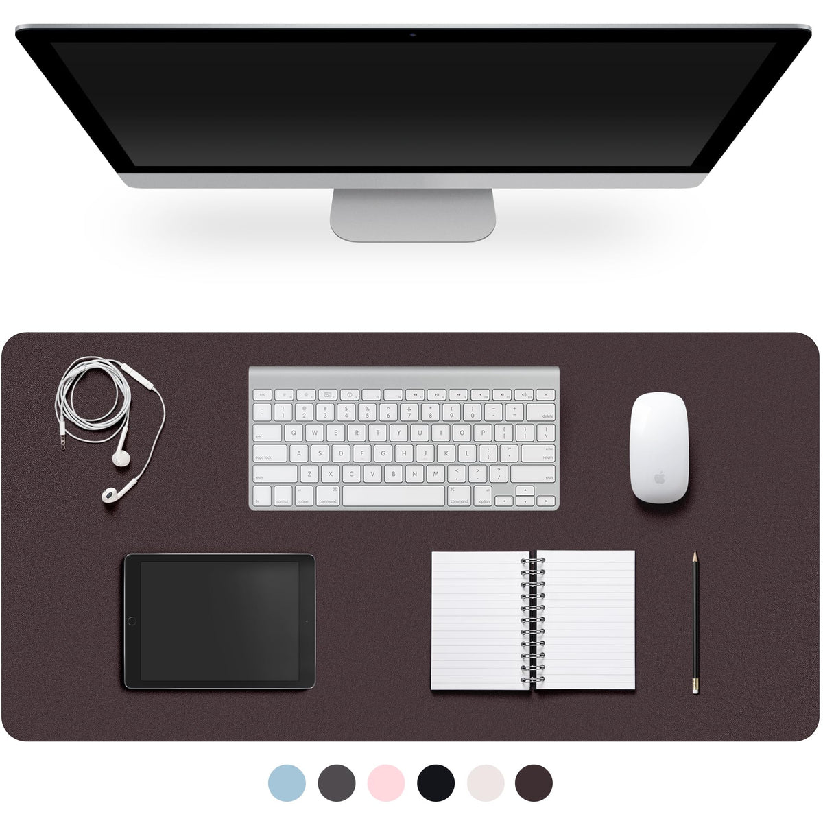 Leather Desk Pad Protector,Non-Slip Desk Pad(Black, 23.6" x 13.7")