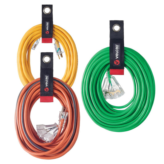 VELCRO Brand Easy Hang Extension Cord Holder Straps Variety Pack, Black