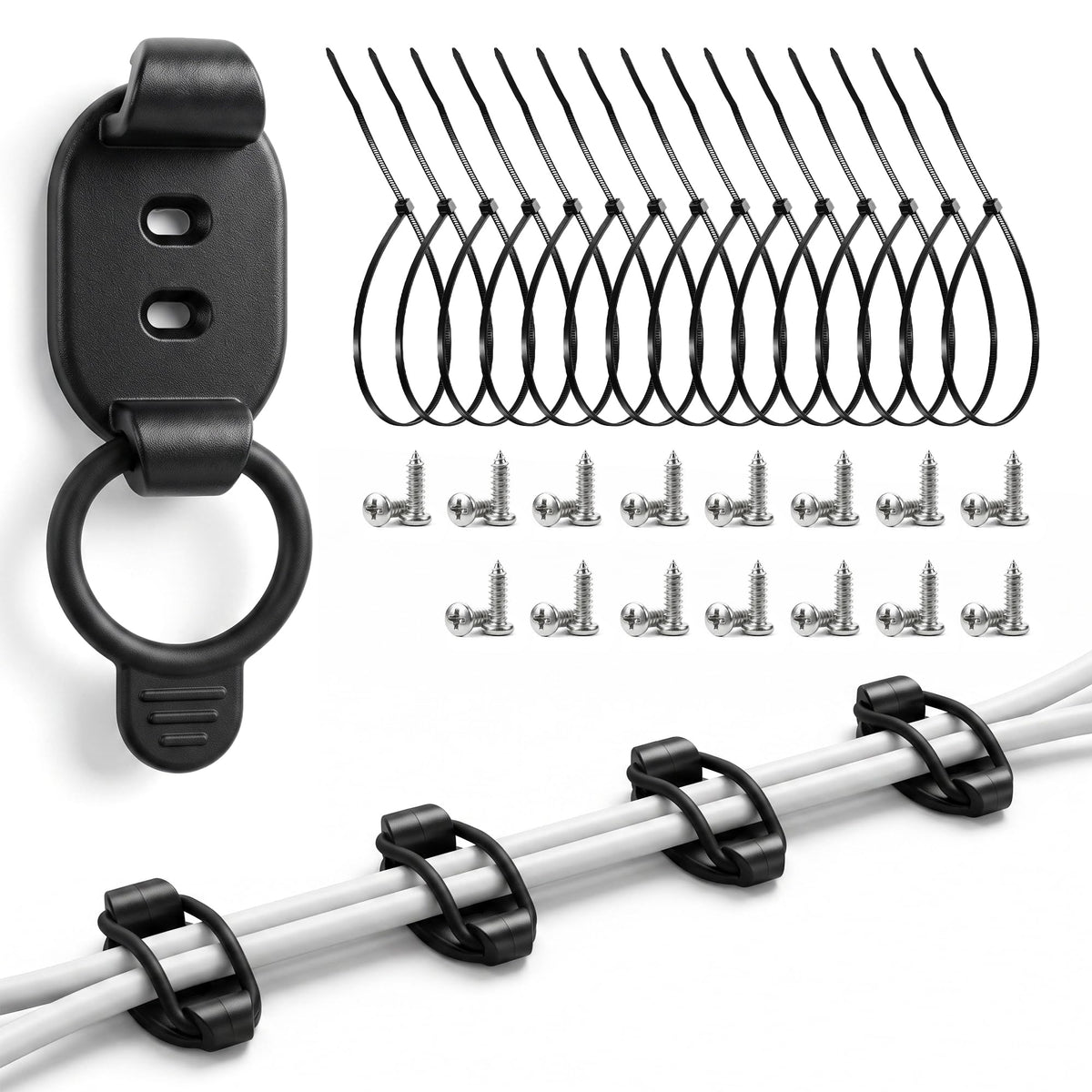 Adjustable Cable Management，15 Pack Black Cable Clips