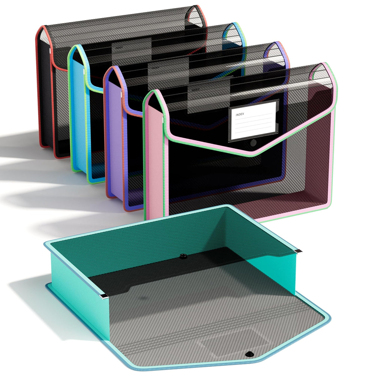 ThinkTex Plastic Expanding File Folders, Transparent Envelopes with Elastic
