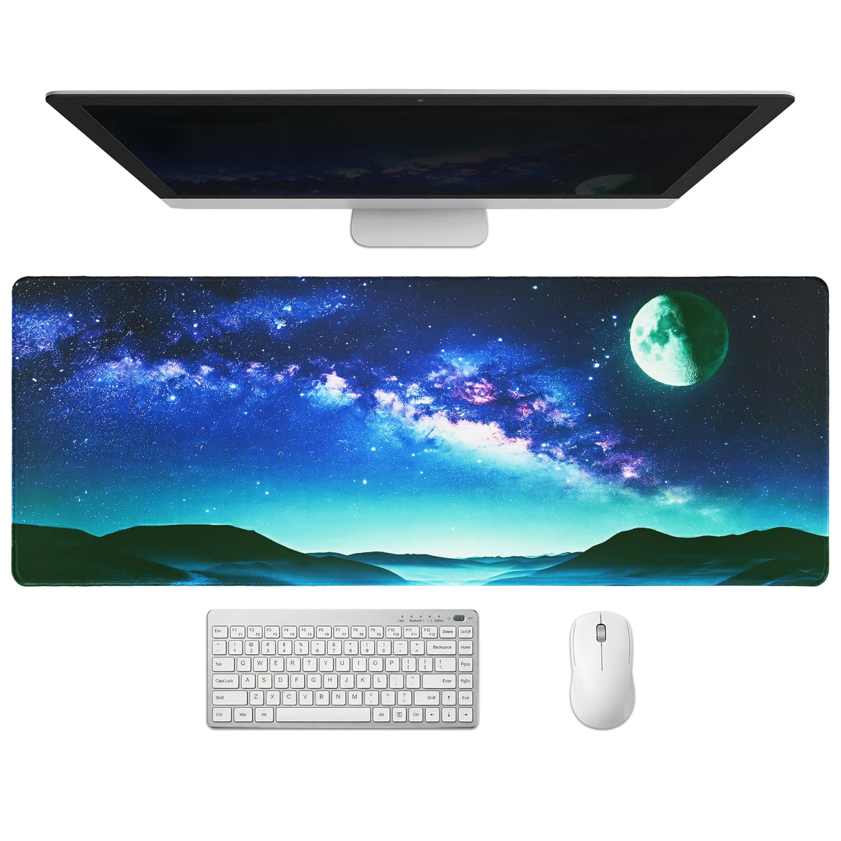 Extended Honeycomb Desk Mat, XXL Large Gaming Mouse Pad, Gold Glowing Pattern Stitched Edges Waterproof Non-Slip Rubber Base for Computer Keyboard Laptop Work Home Office 35.4"x15.7"