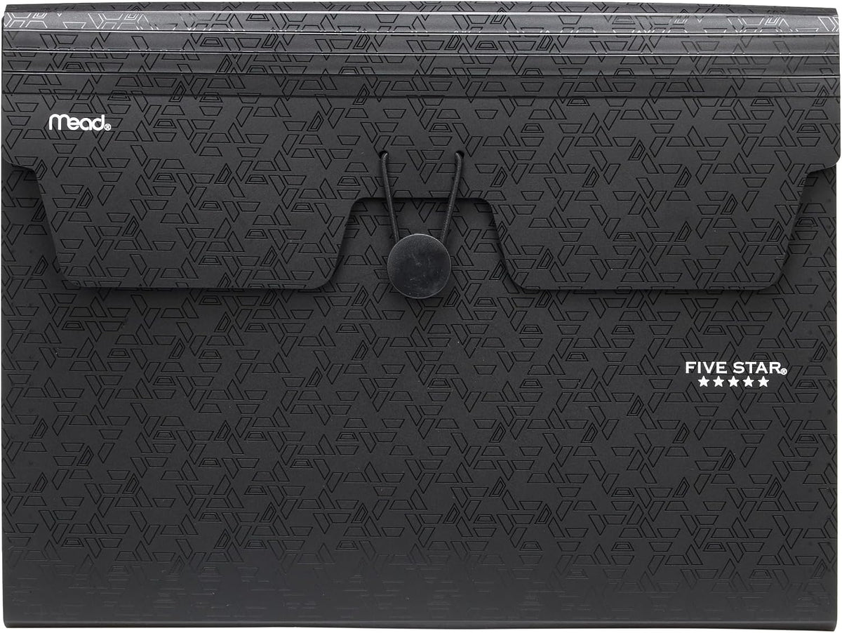 Five Star Expanding File Organizer, 6-Pocket Accordian File Organizer, Bungee Closure, Holds 8-1/2" x 11" Paper, Black (72391)