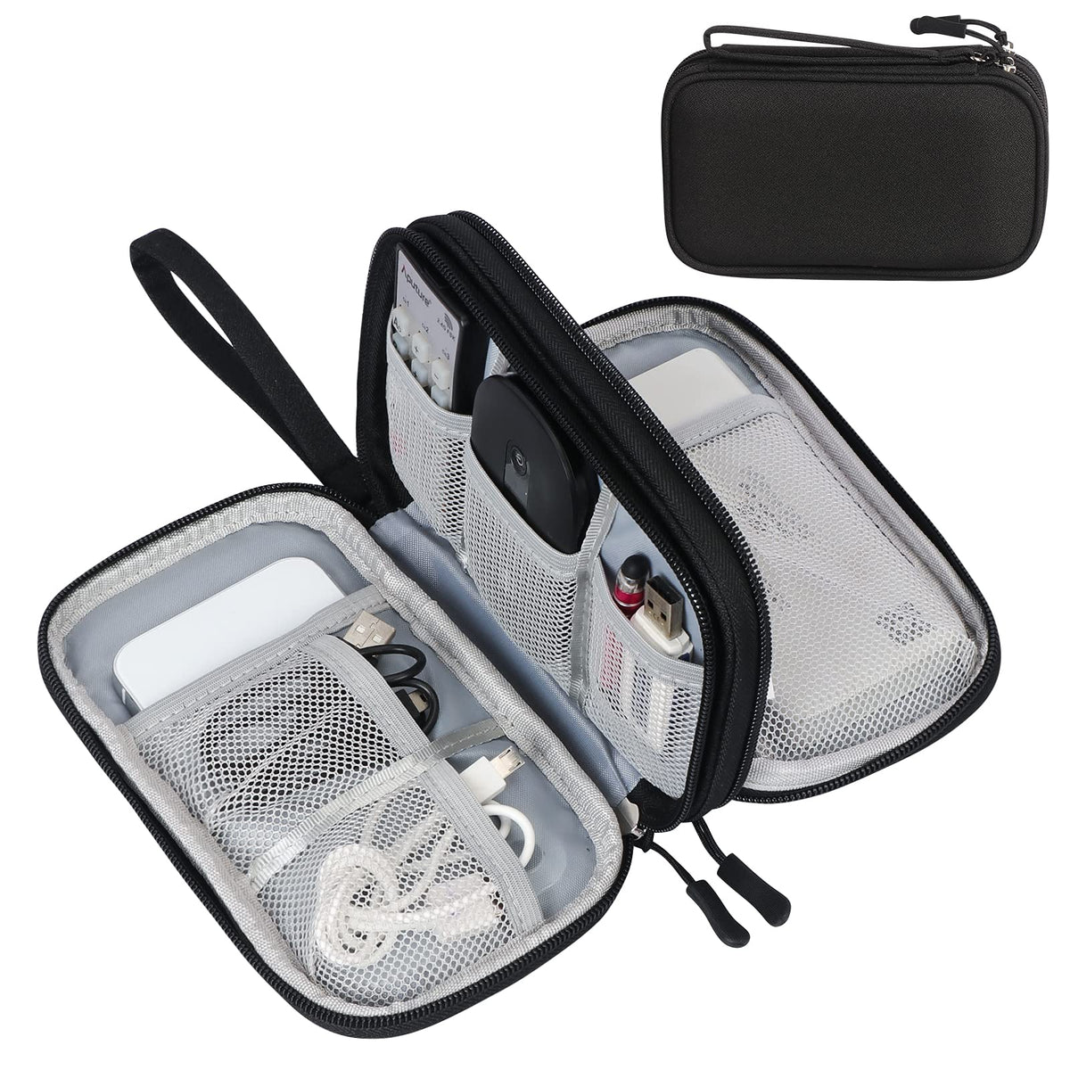 FYY Electronic Organizer, Travel Tech Pouch Bag, Medium, Black