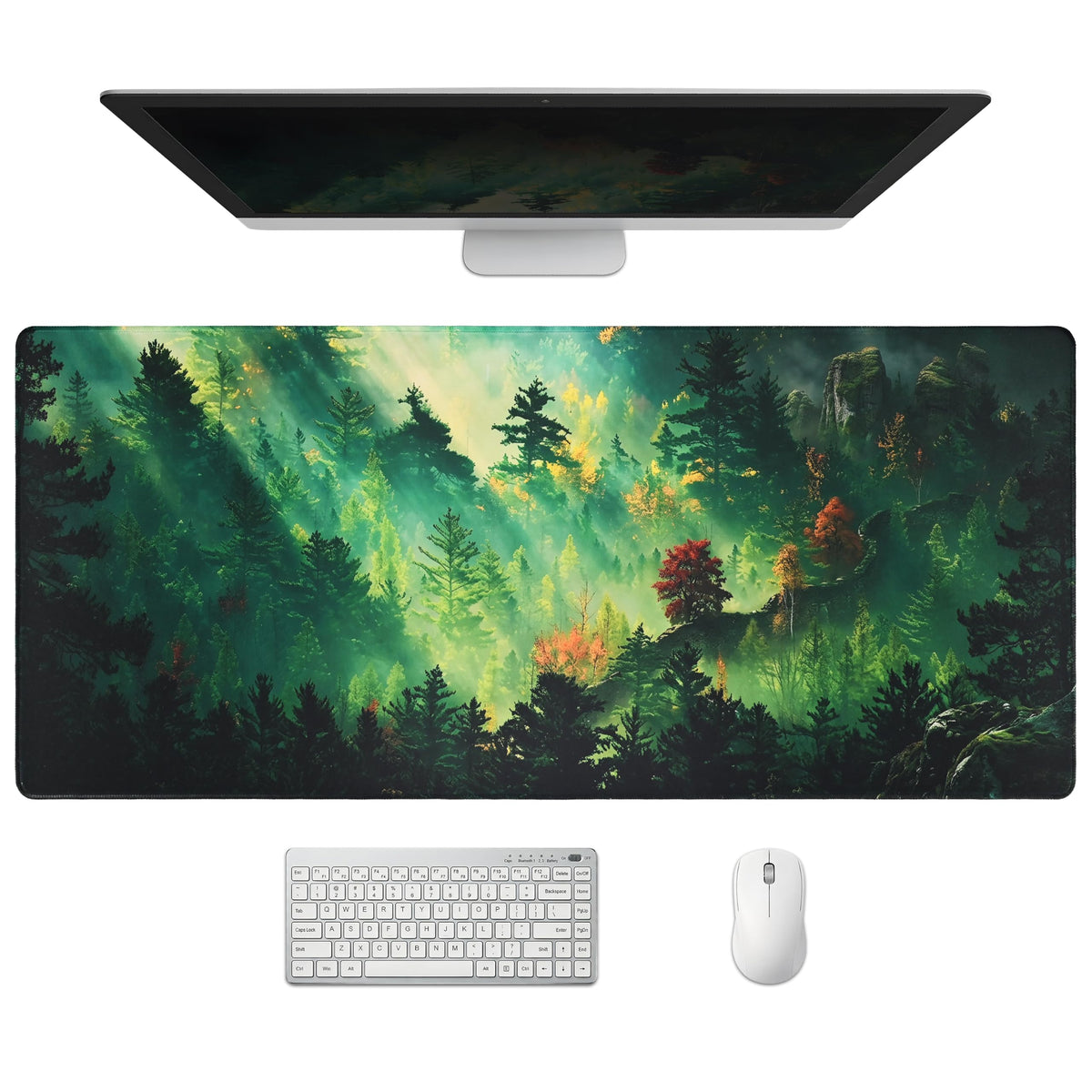 Extended Honeycomb Desk Mat, XXL Large Gaming Mouse Pad, Gold Glowing Pattern Stitched Edges Waterproof Non-Slip Rubber Base for Computer Keyboard Laptop Work Home Office 35.4"x15.7"