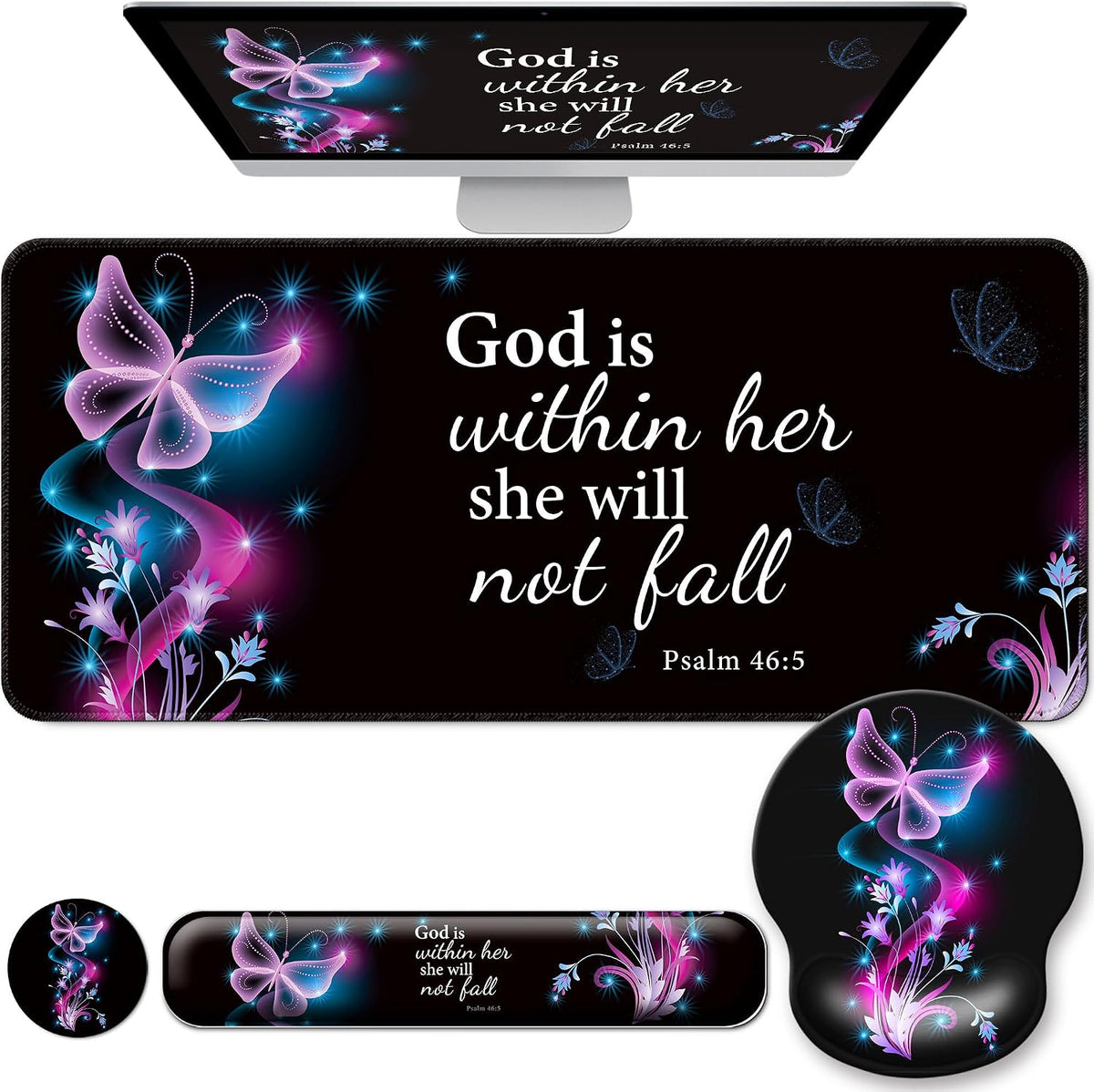 Desk Mat Set Keyboard and Mouse Pad with Wrist Rest Support