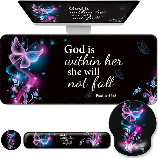 Desk Mat Set Keyboard and Mouse Pad with Wrist Rest Support