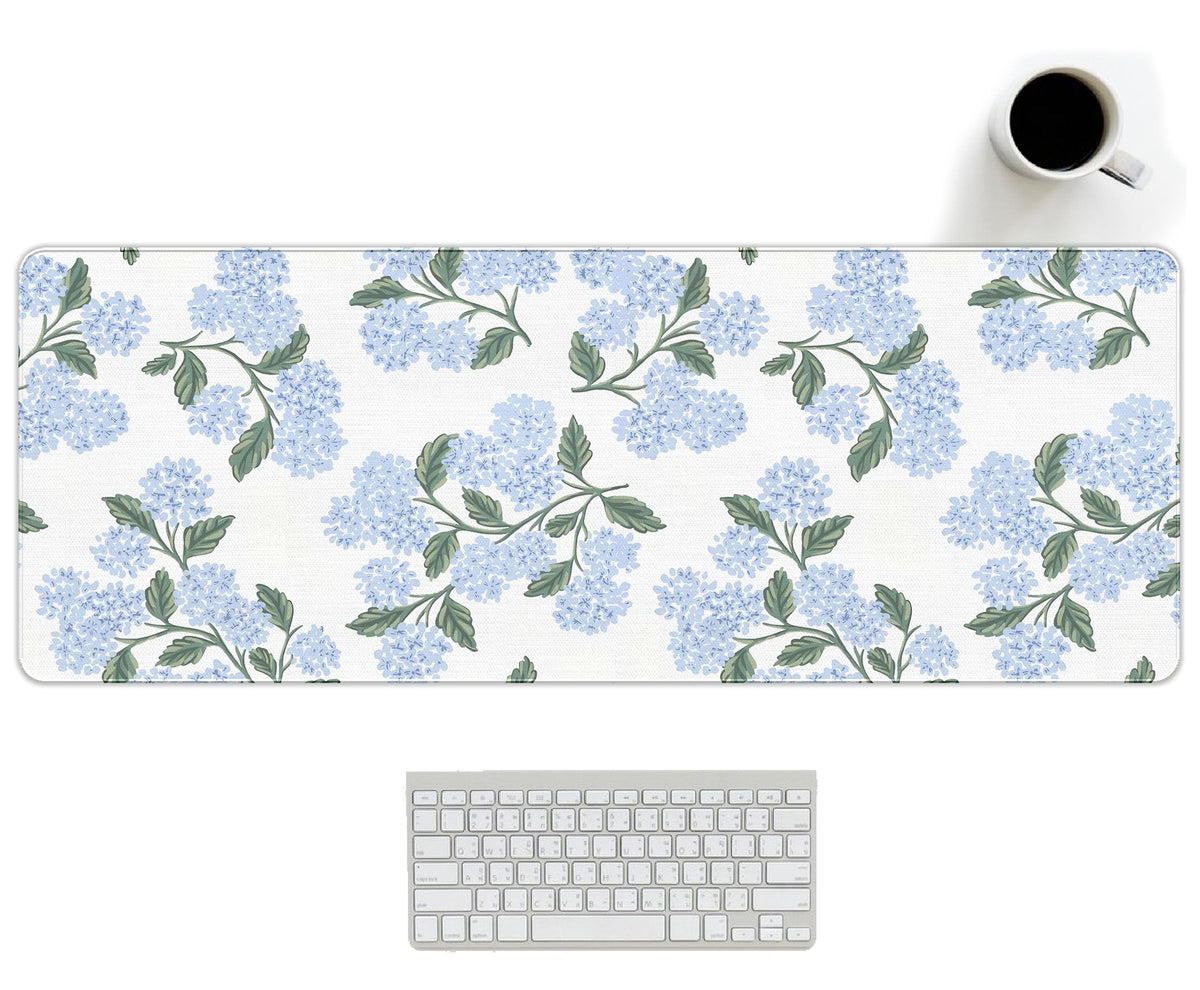 UTELKA Blue Desk Mat, Flroal Desk Matt for Desktop Mouse Pad 31.5x11.8