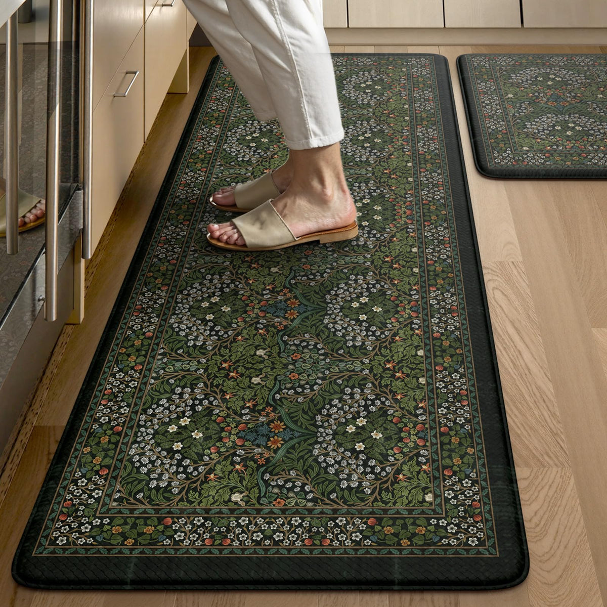 Collive Kitchen Mats for Floor, Kitchen Rugs Sets of 2 Non Slip Washable